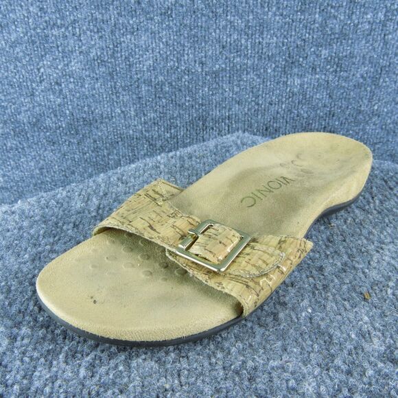 Vionic Santos Women Slide Sandal‎ Shoes Size 5 Medium Beige Synthetic - Picture 1 of 9